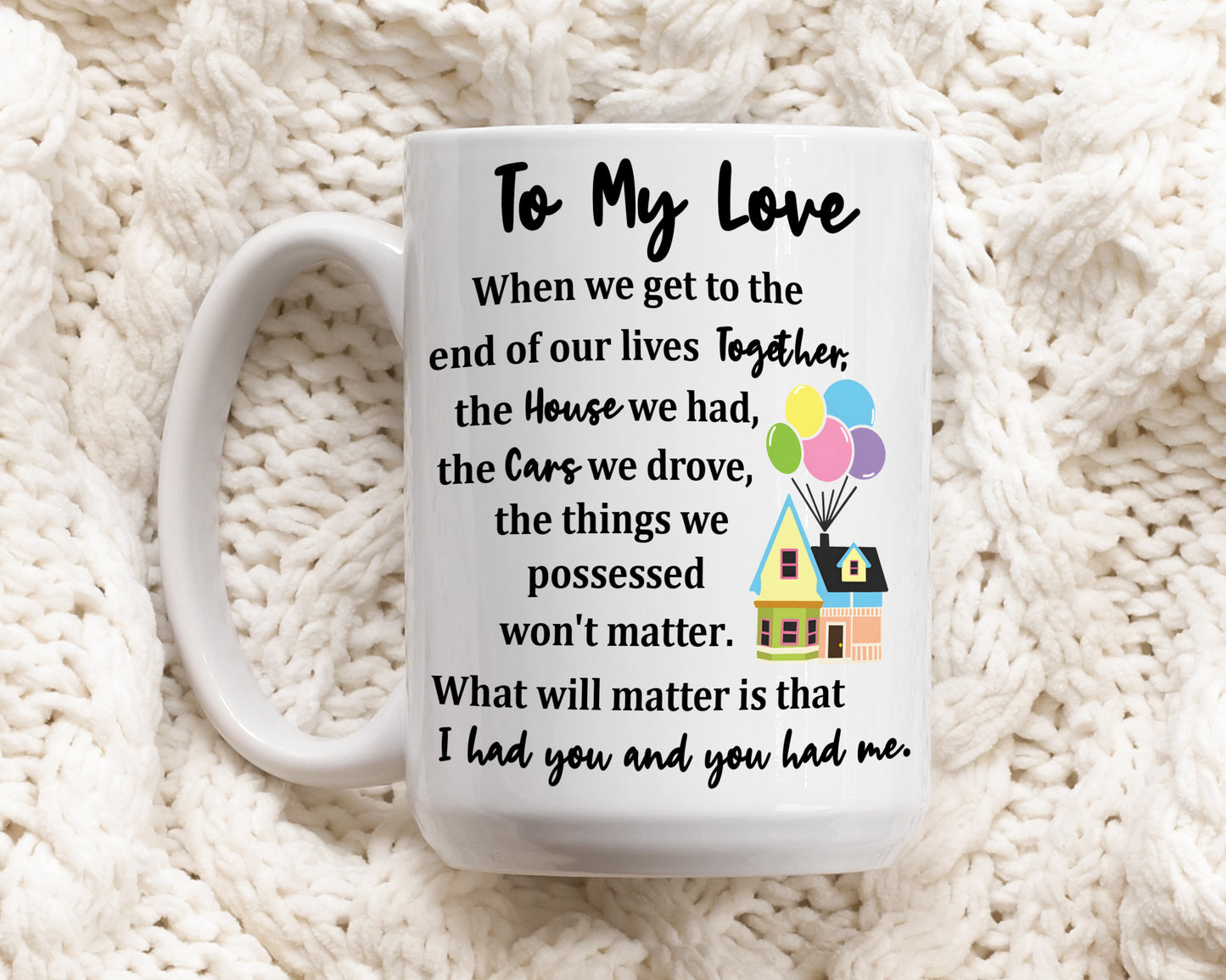 Carl and Ellie Love Mug, Disney Wedding Gift, Anniversary Cup