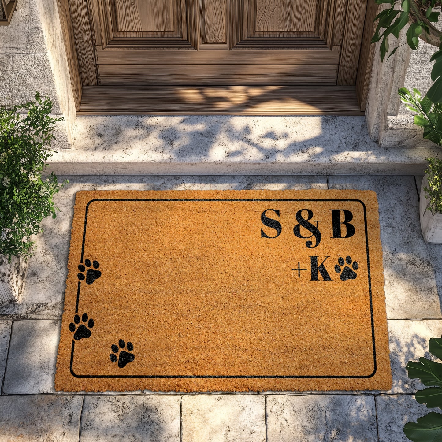 Personalized Couple & Pet Dog Doormat, Custom Dog Lovers Gift