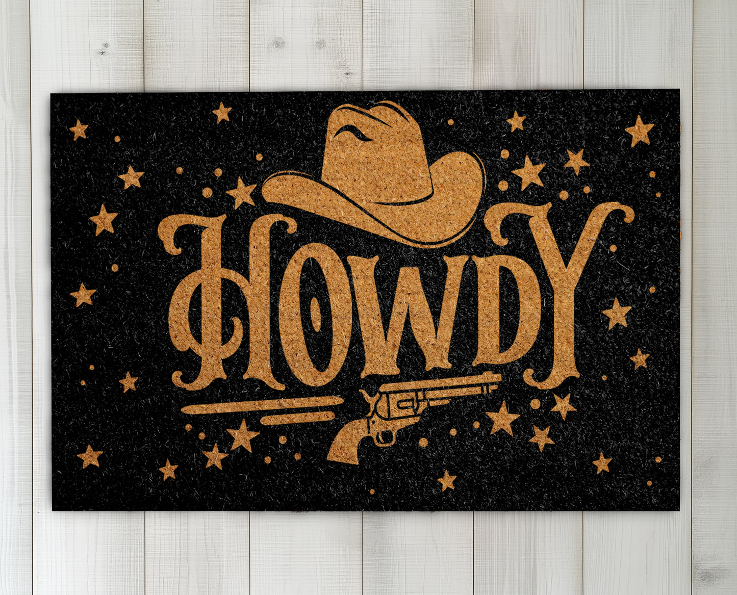 Western Welcome: Howdy Doormat, Cowboy Hat & Revolver Entrance