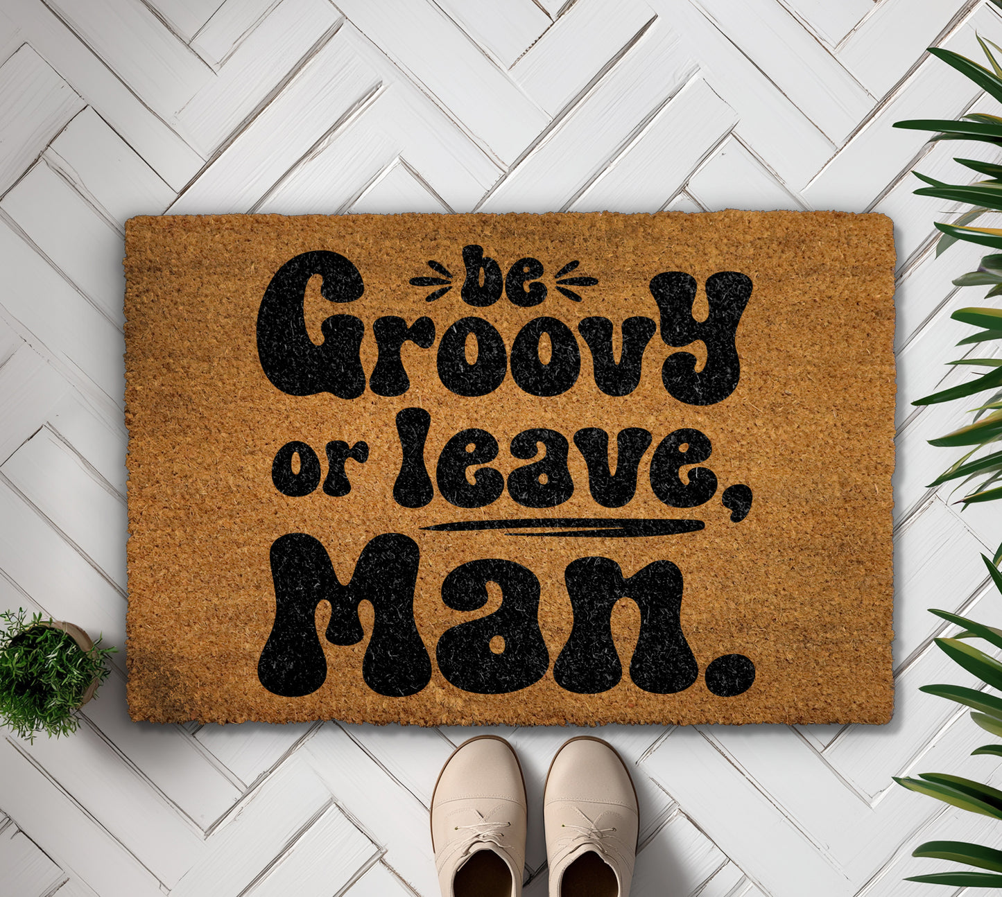 Groovy Welcome: Retro 70s Doormat, Funny Housewarming Gift