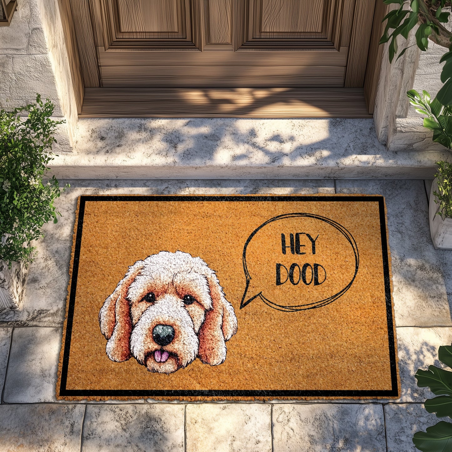 Goldendoodle Labrador Welcome Mat, Home Decor for Dog Lovers