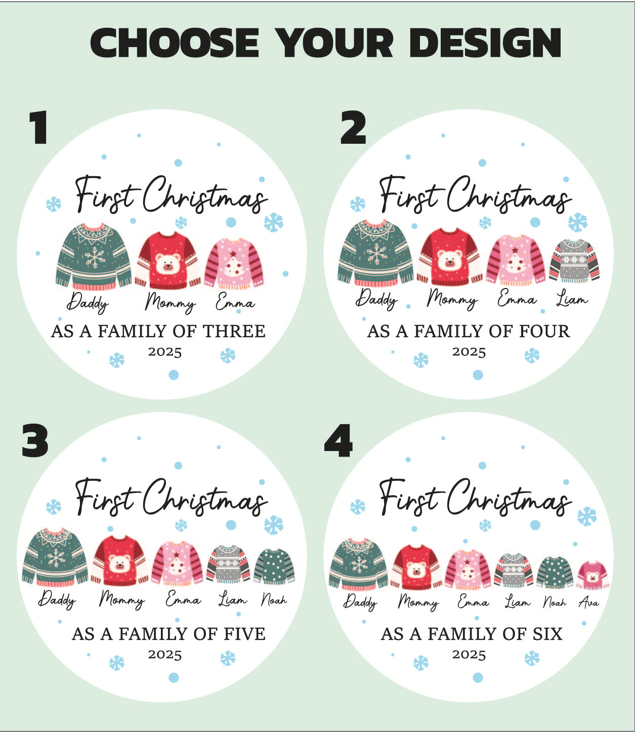 Personalized Family Xmas Ornament, New Parents Gift, First Christmas Keepsake