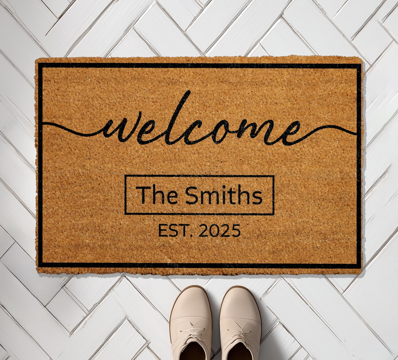 Personalized Family Welcome Doormat, Established Date, Front Porch Decor