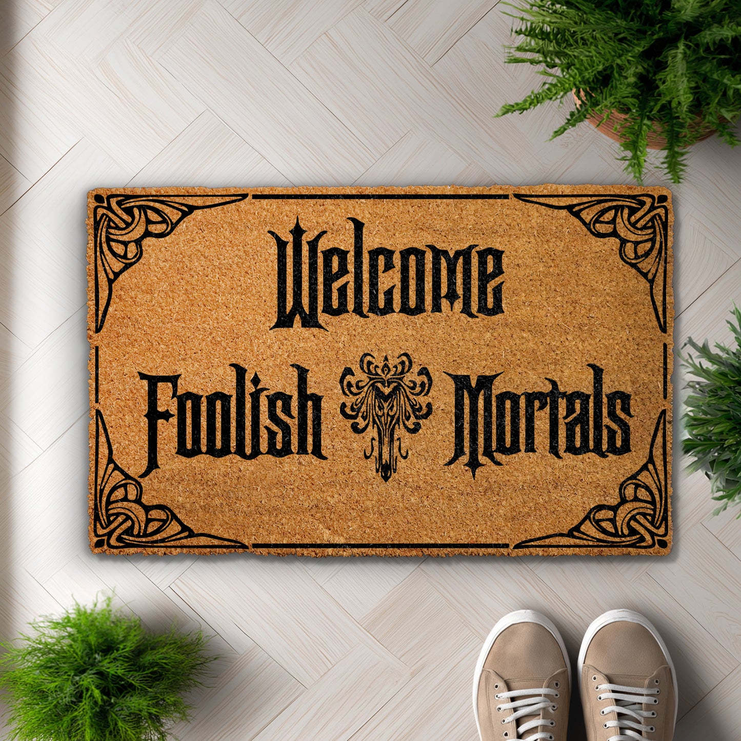 Spooky Season Welcome: Haunted Mansion Doormat for Your Outdoor Decor