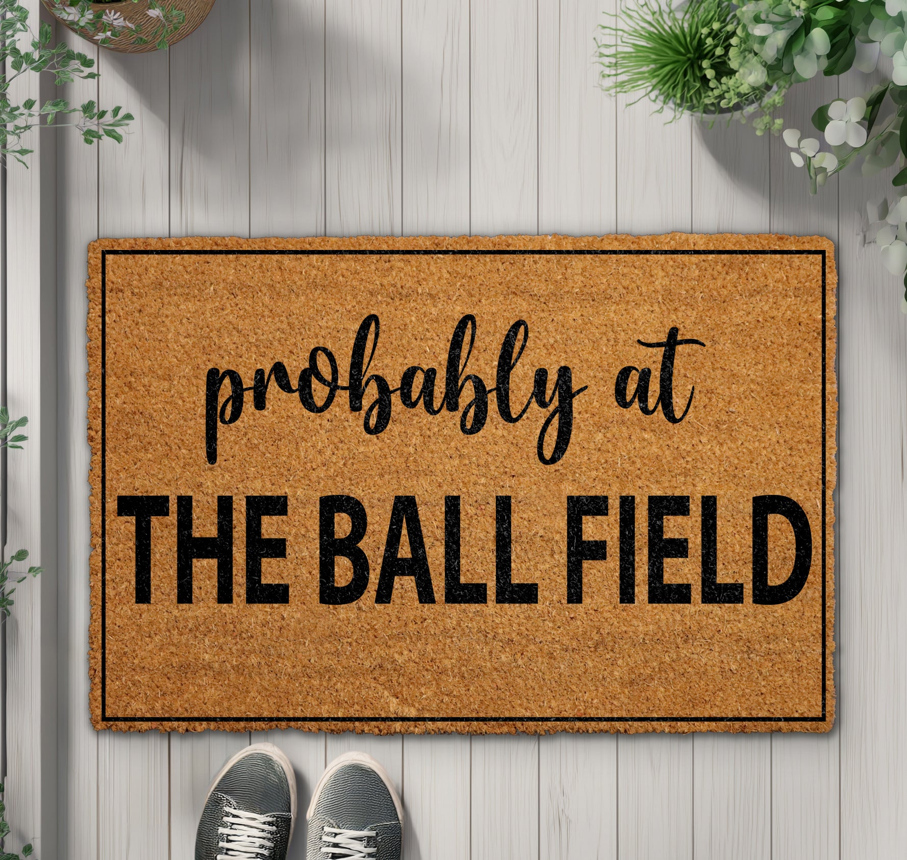 Sports Fan Baseball Mom Doormat, Stylish Softball Front Porch Rug