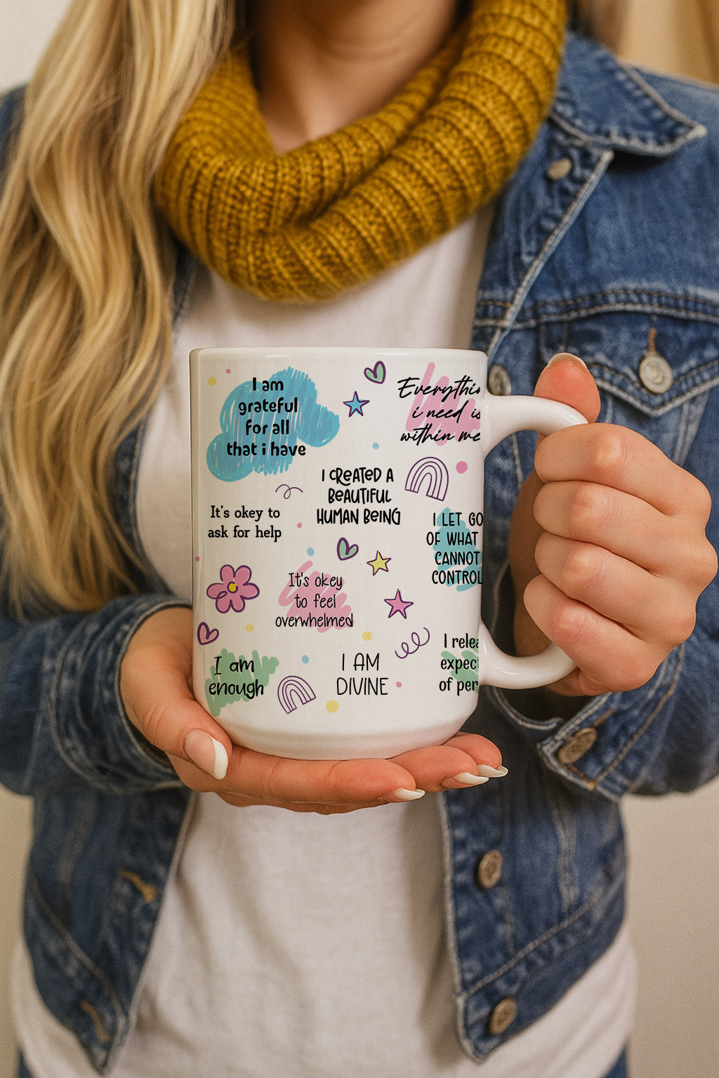 Empowering Postpartum Affirmations Mug, Self-Care Pottery Cup for New Moms