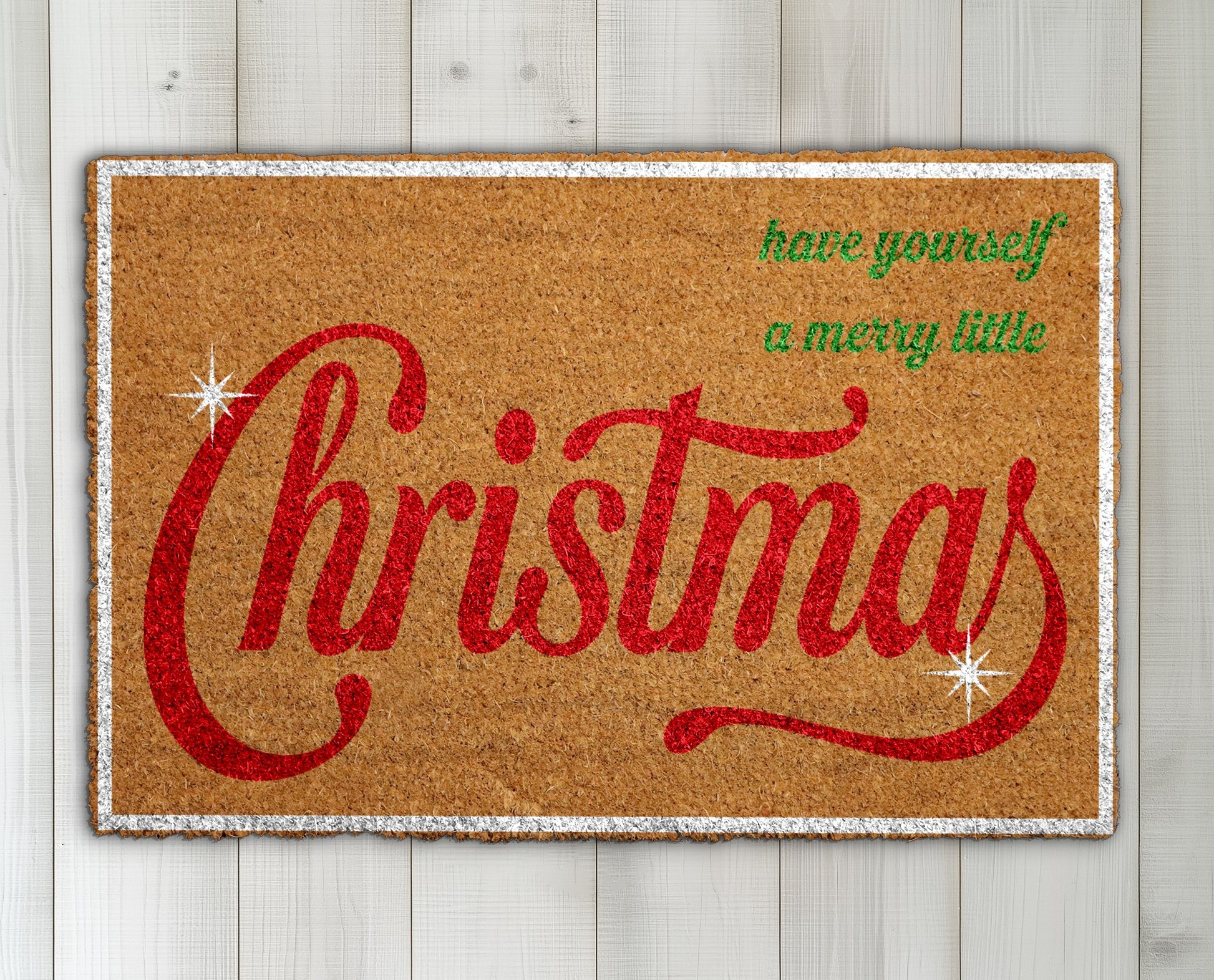 Merry Christmas Doormat, Festive Holiday Entrance Rug, Winter Welcome Mat