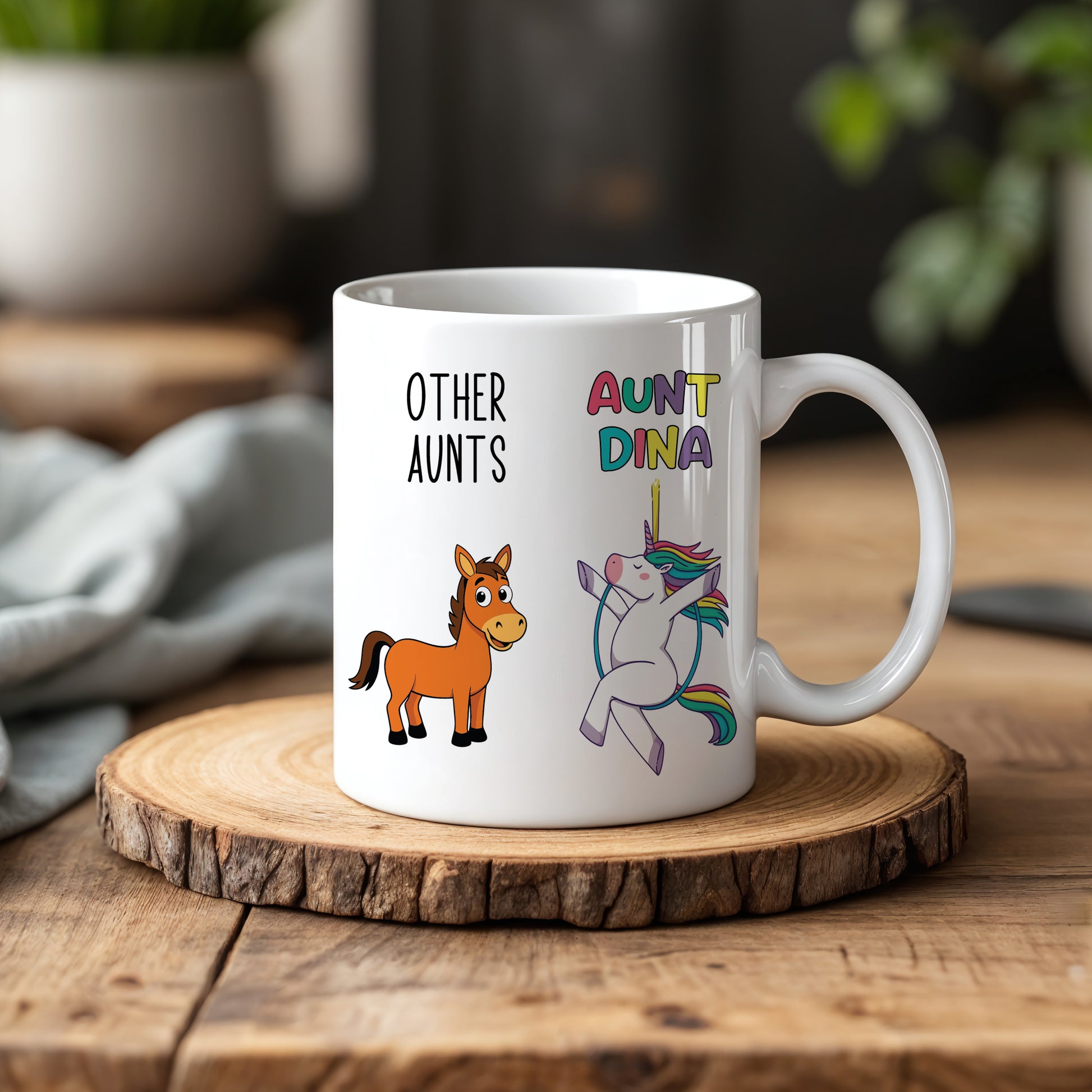 Horse Themed Aunt Mug, Personalized Equestrian Gift for Coffee Lovers