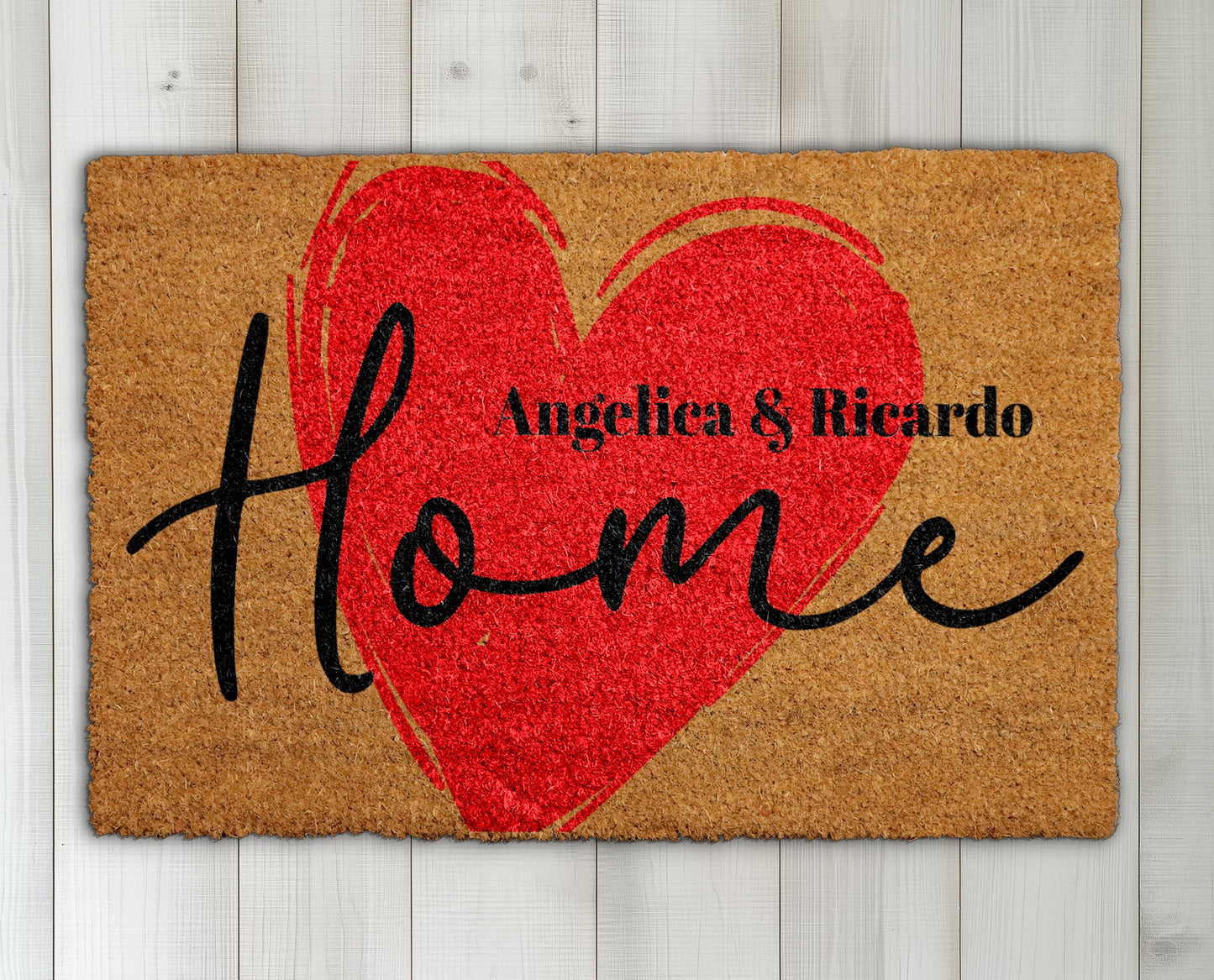 Personalized Heart Design Welcome Mat for Homeowners, Cute Front Decor