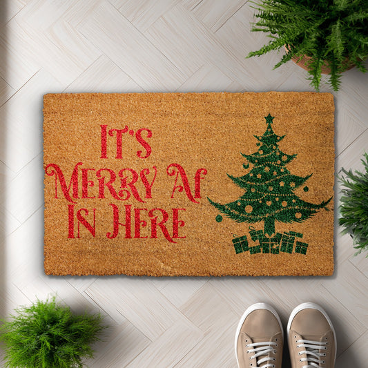 Modern Xmas Tree Doormat - Festive Holiday Welcome for Winter