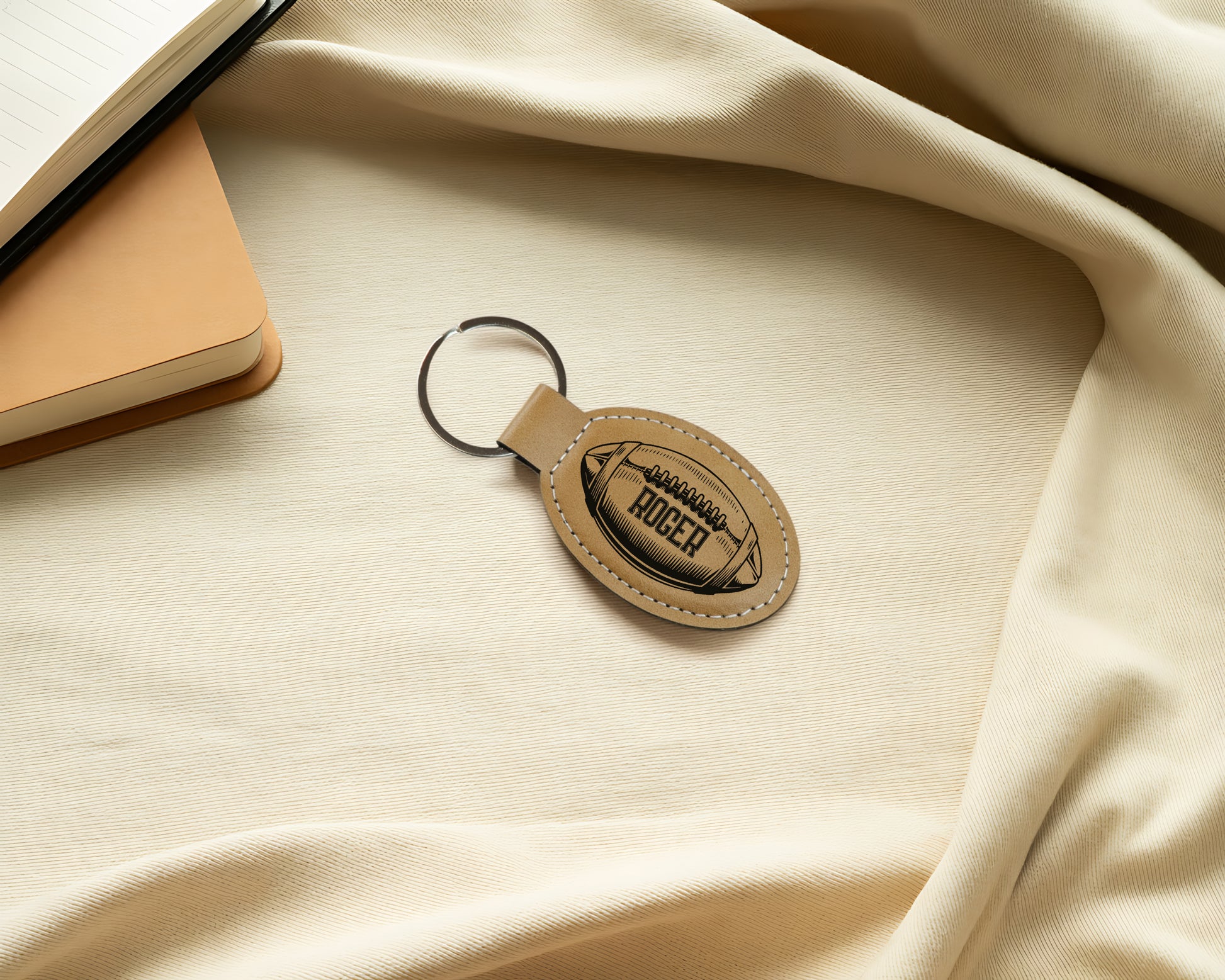 Custom Sports Theme Vegan Leather Keychains, Personalized Athlete Gift