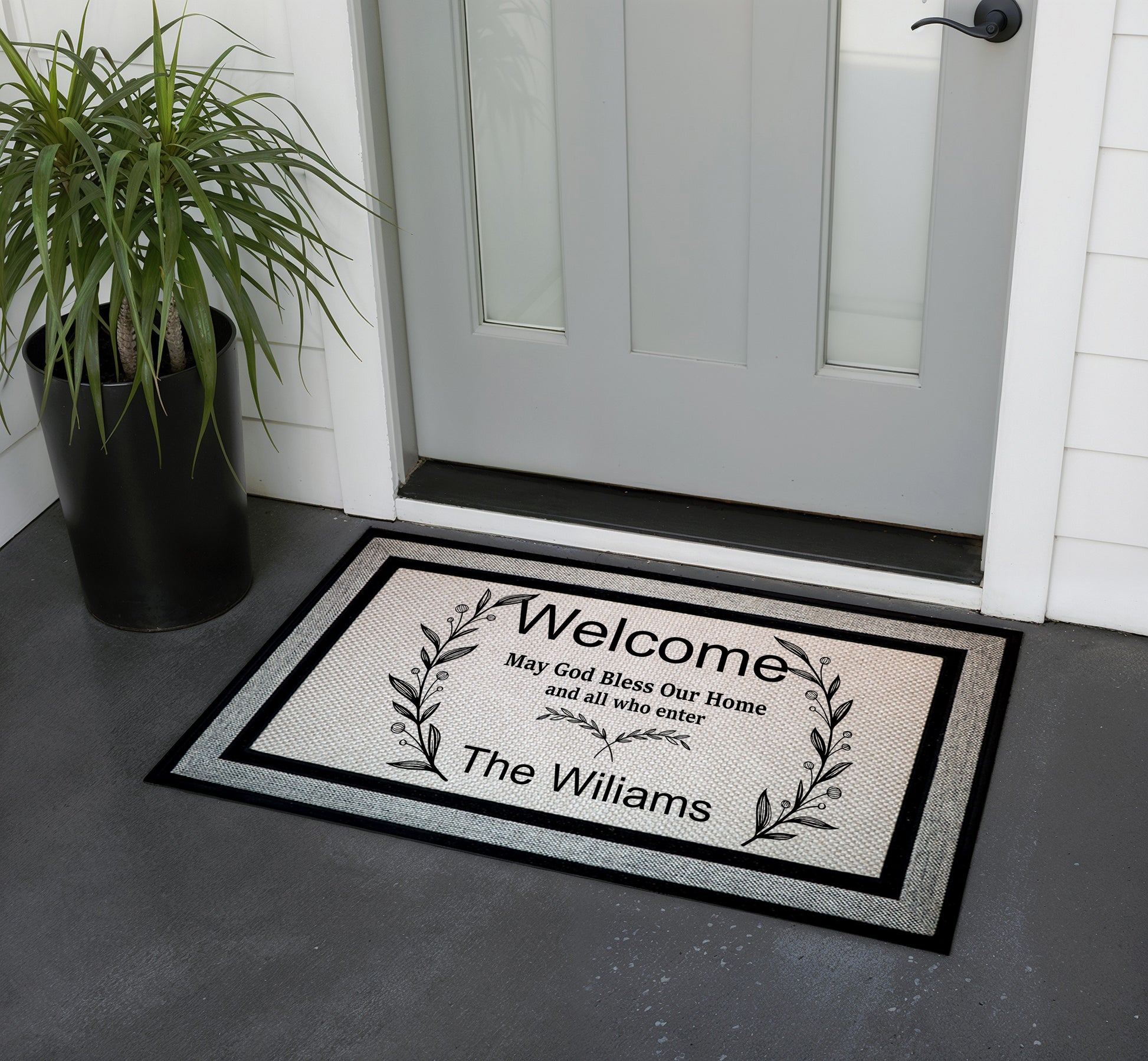 Custom Religious Welcome Mat: Personalized Family Blessings Doormat