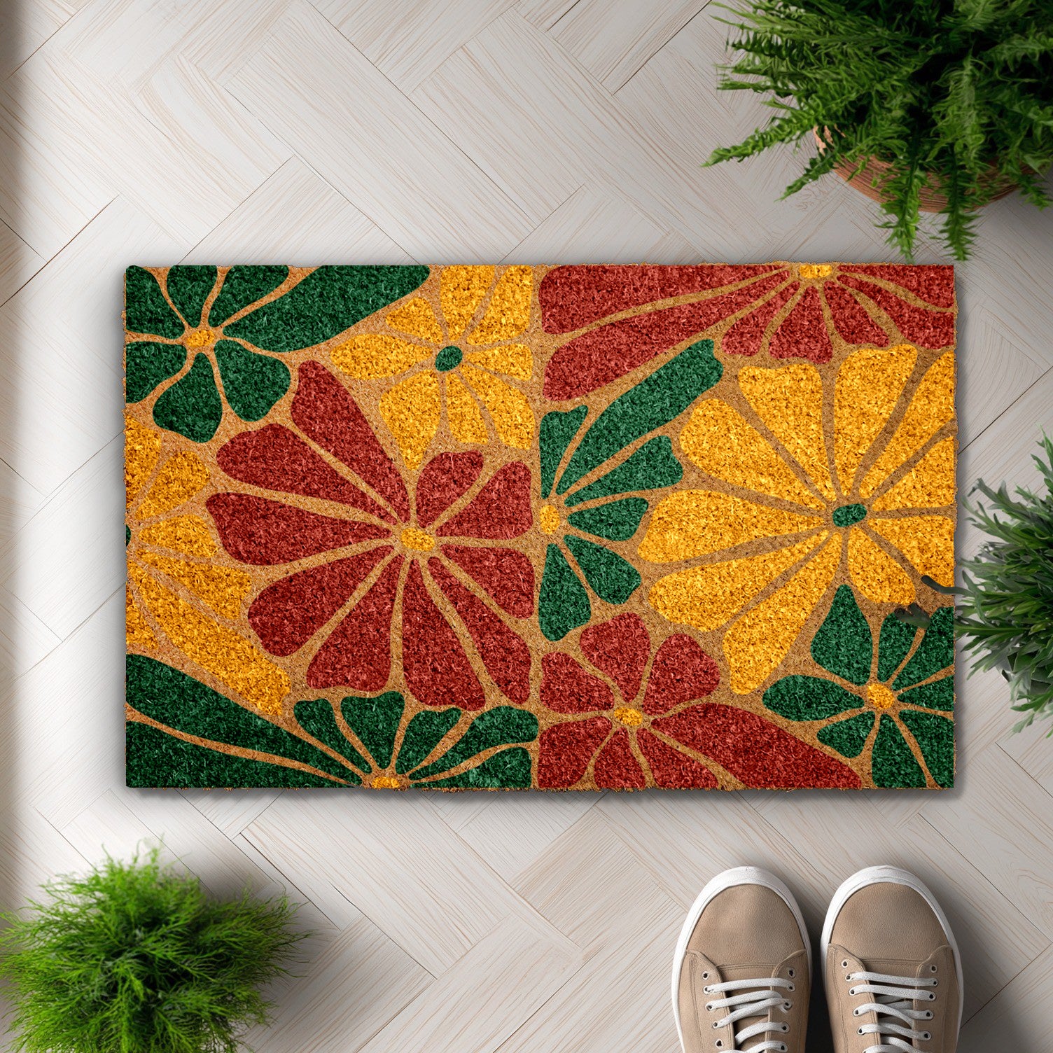 Vibrant Floral Doormat, Artistic Housewarming Gift for Stylish Home