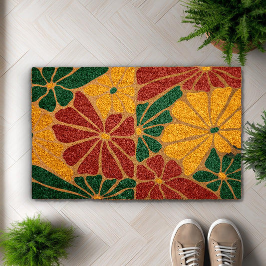 Vibrant Floral Doormat, Artistic Housewarming Gift for Stylish Home