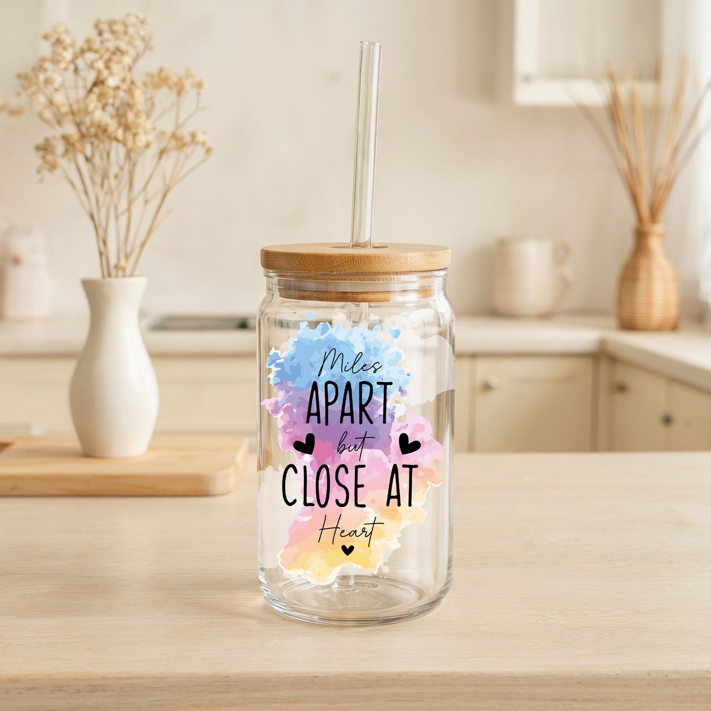 State Map Friendship Glass Tumbler, Personalized Long Distance Friends Drinkware