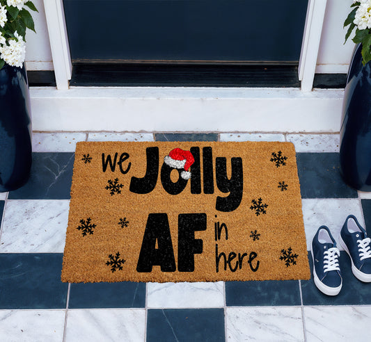 Spread Cheer with Our Jolly AF Christmas Doormat, Funny Decor
