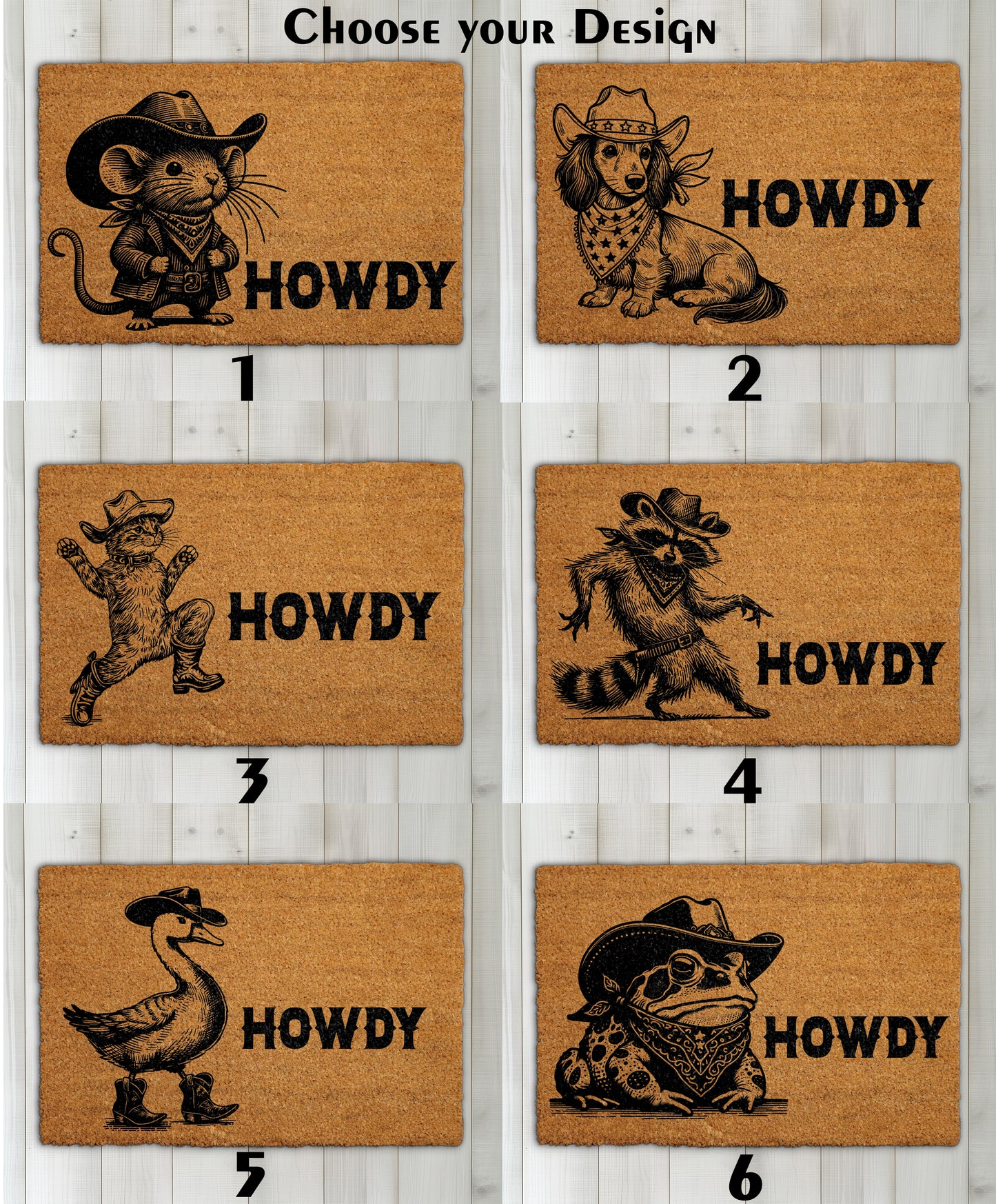 Rustic Western Animal Welcome Mat, Funny Cowboy Porch Decor