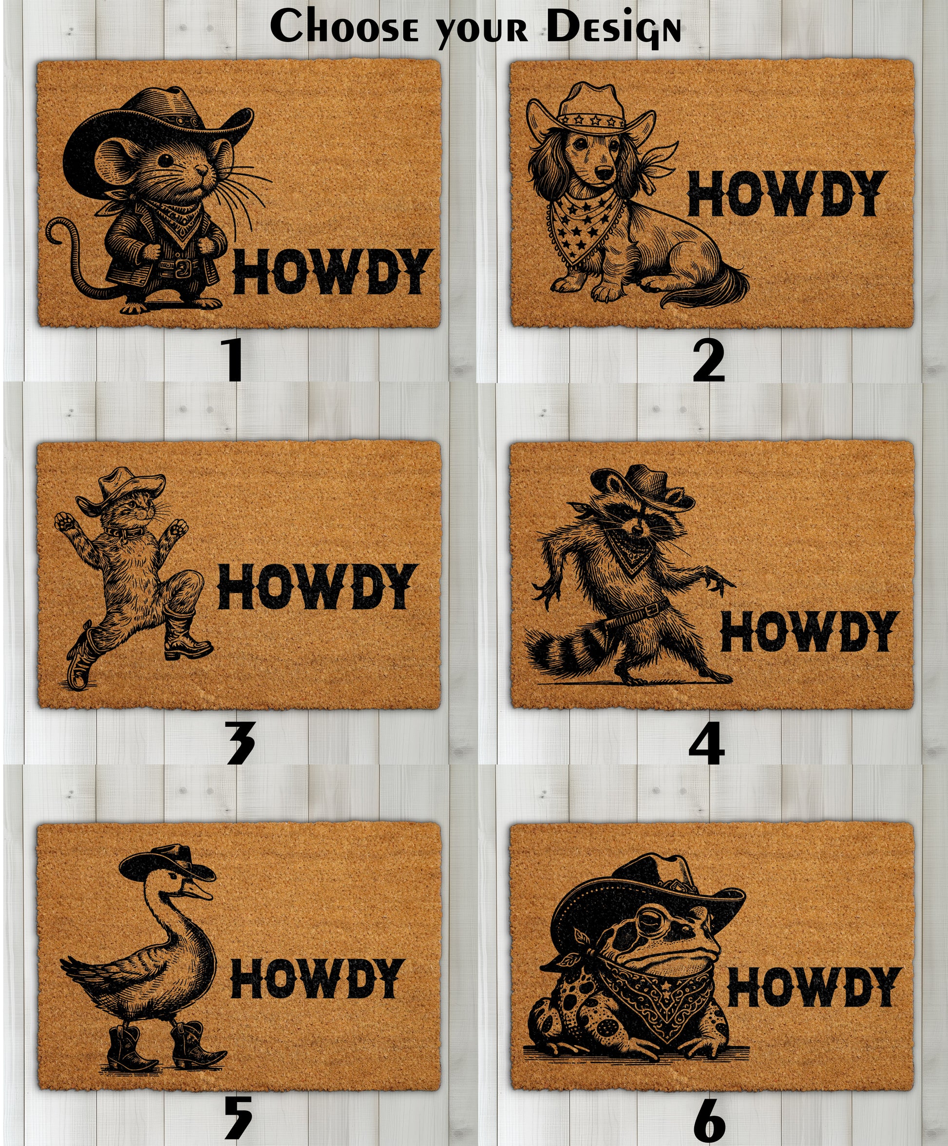 Rustic Western Animal Welcome Mat, Funny Cowboy Porch Decor