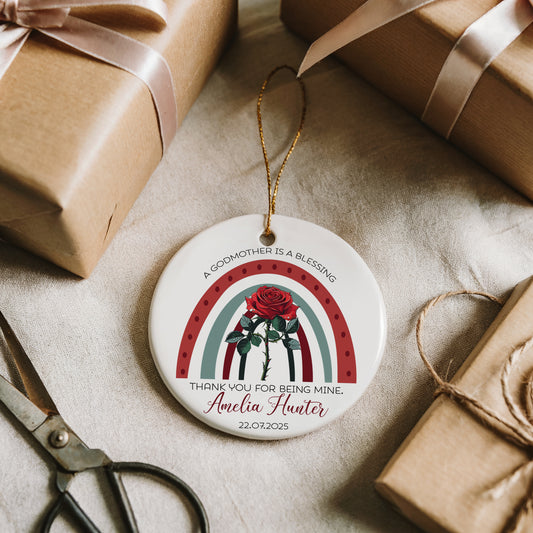 Thank You Godmother Ceramic Ornament, Baptism Keepsake, Proposal Souvenir