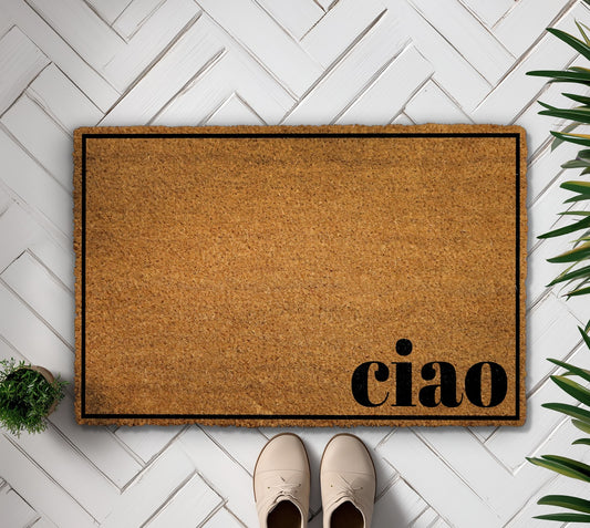 Stylish Greetings: Modern Italian Welcome Mat for Your Front Porch