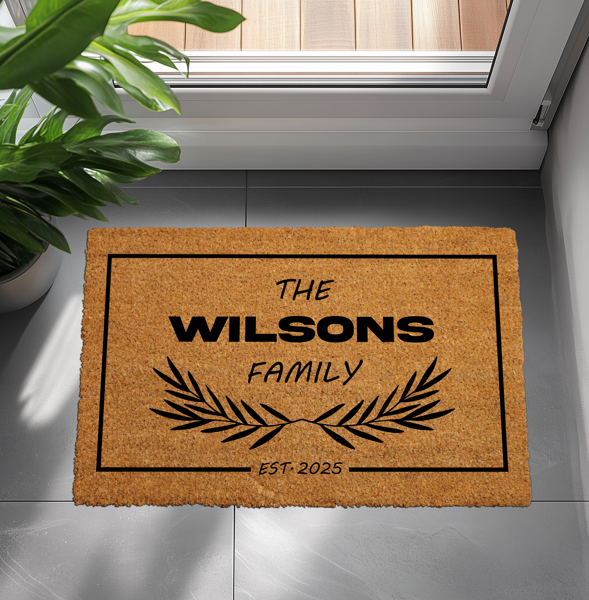 Custom Family Name Coir Doormat, Personalized Entryway Rug, Unique Housewarming