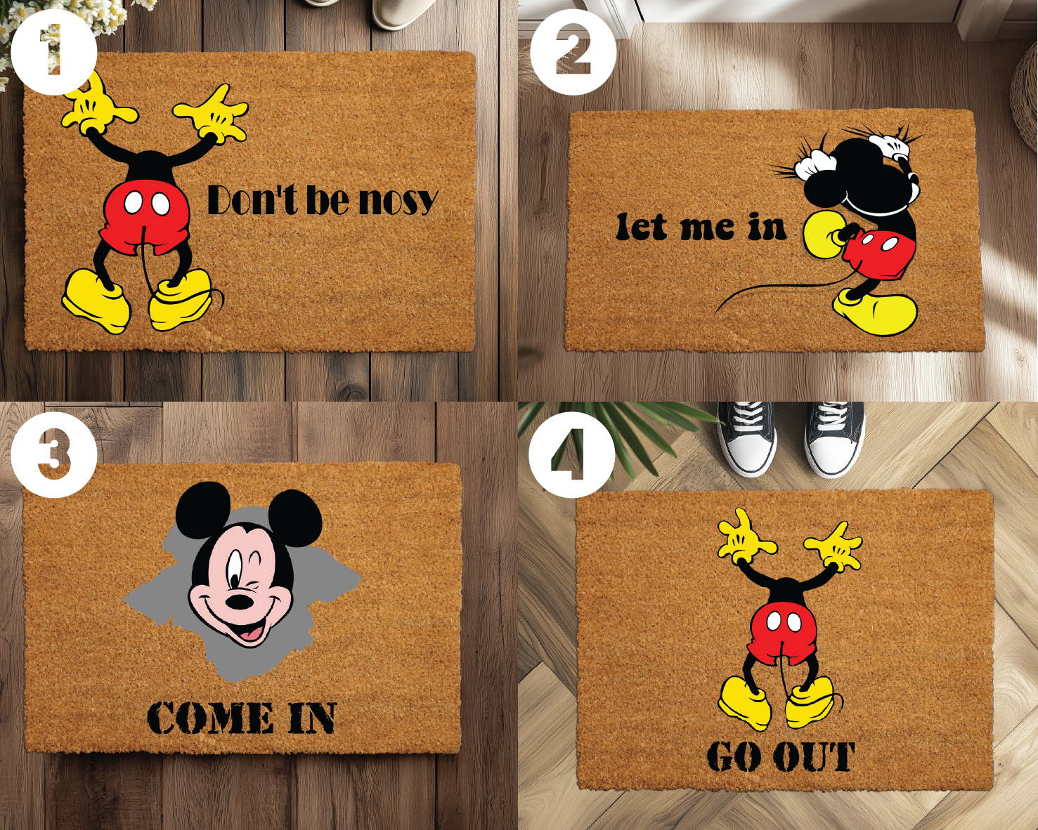 Front Door Mat, Coir Doormat: Entryway Charm with Mickey Decor