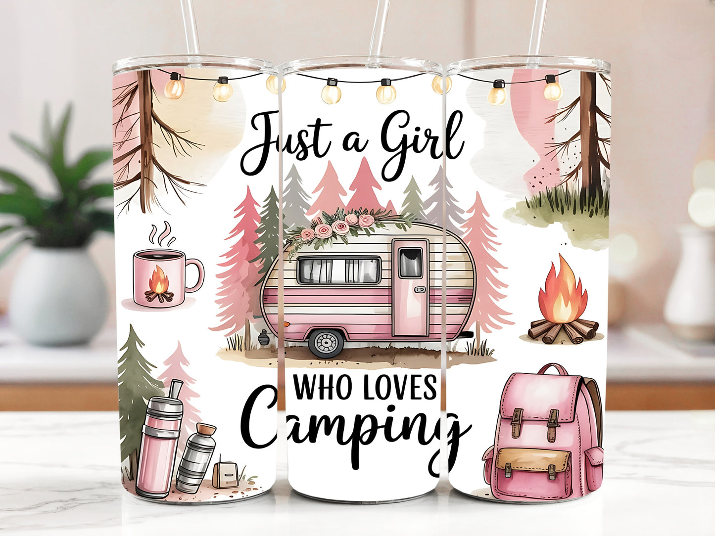 Adventure awaits with this stainless steel camping tumbler for her!