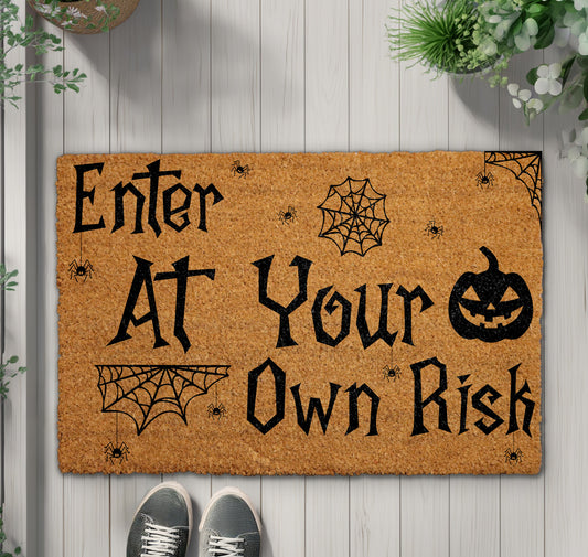 Spooky Season Haunted House Doormat, Gothic Fall Porch Decor