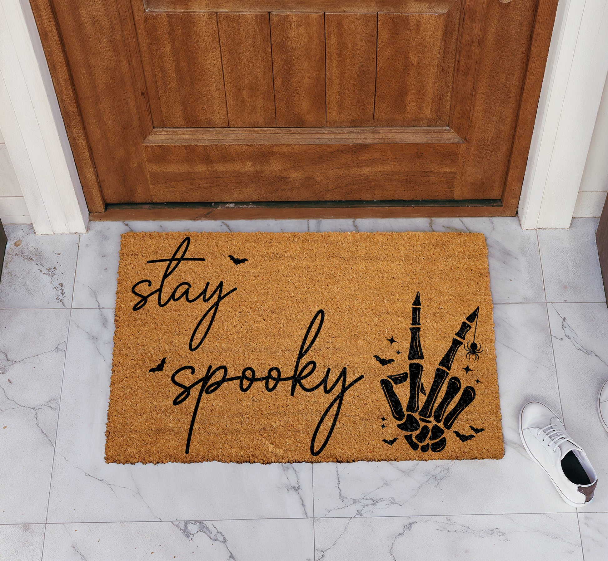 Spooky Season Welcome: Skeleton Mat, Fall Housewarming Front Porch Decor