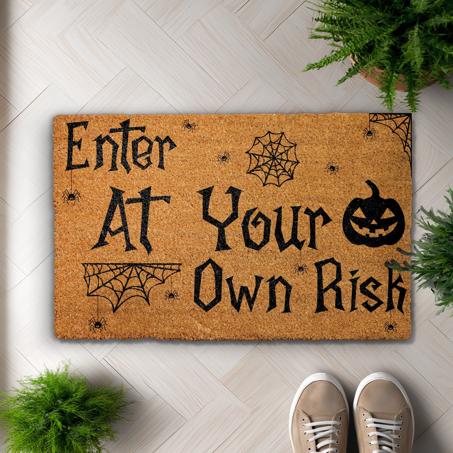 Spooky Season Haunted House Doormat, Gothic Fall Porch Decor