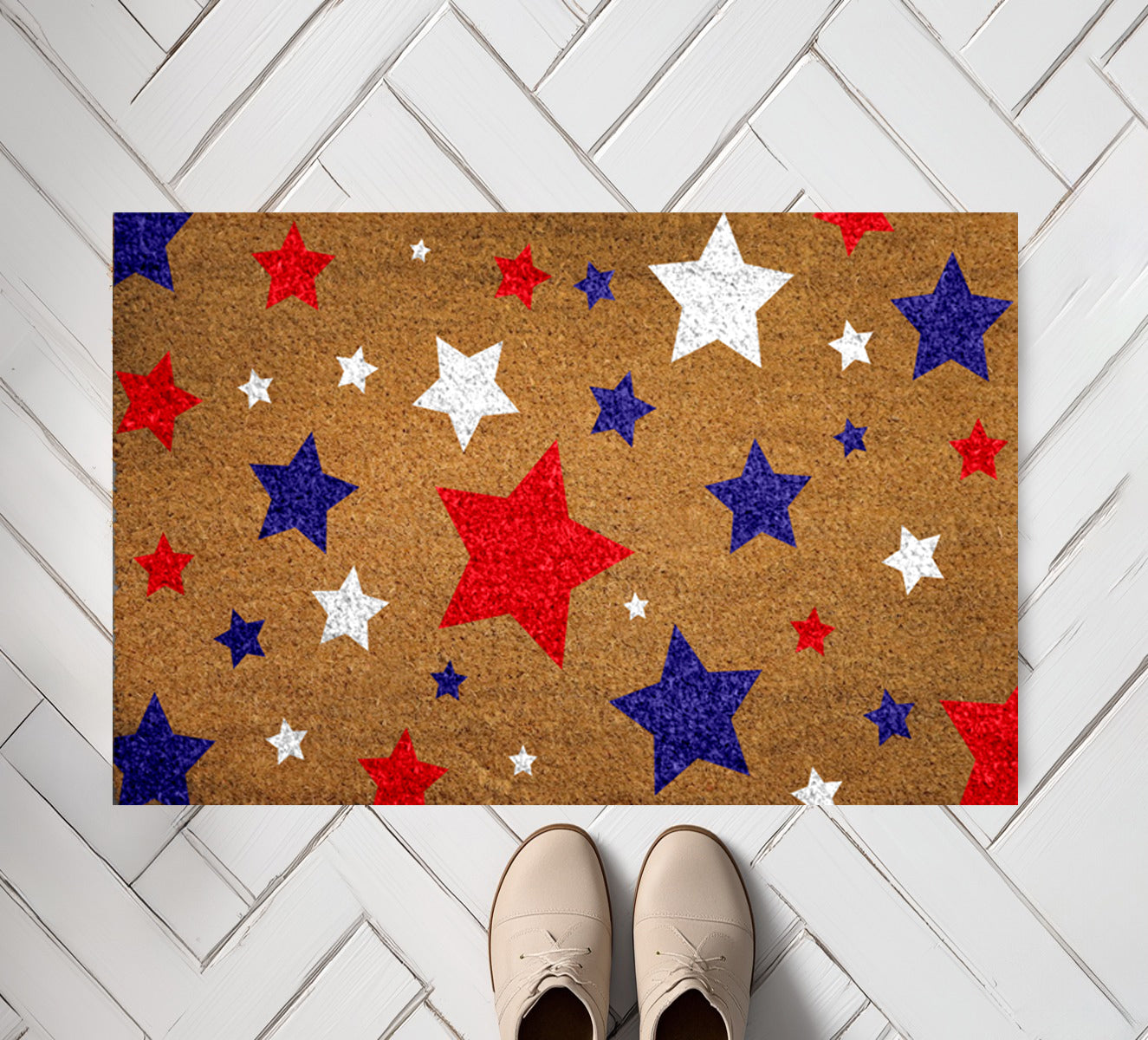 Red, White, and Blue Star Doormat: Celebrate Patriotic Spirit!