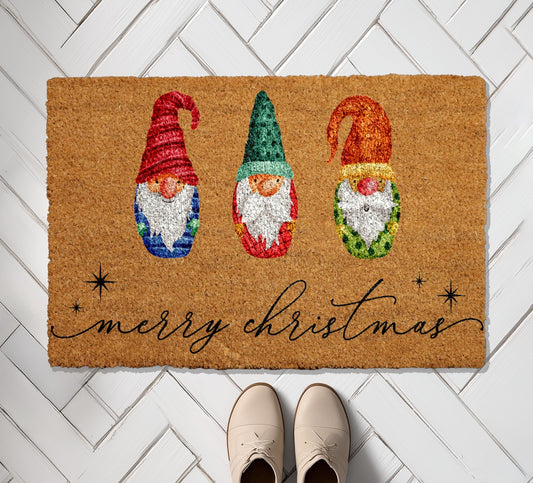 Festive Gnome Doormat, Cheerful Holiday Welcome Mat for Xmas