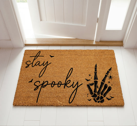 Spooky Season Welcome: Skeleton Mat, Fall Housewarming Front Porch Decor