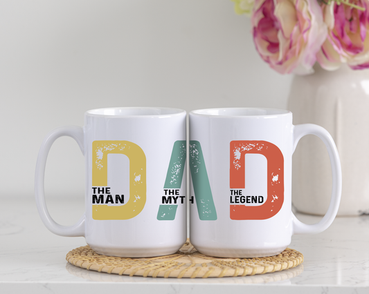 Myth Legend Dad Mug, Vintage Ceramic Tea Cup, Funny Gift