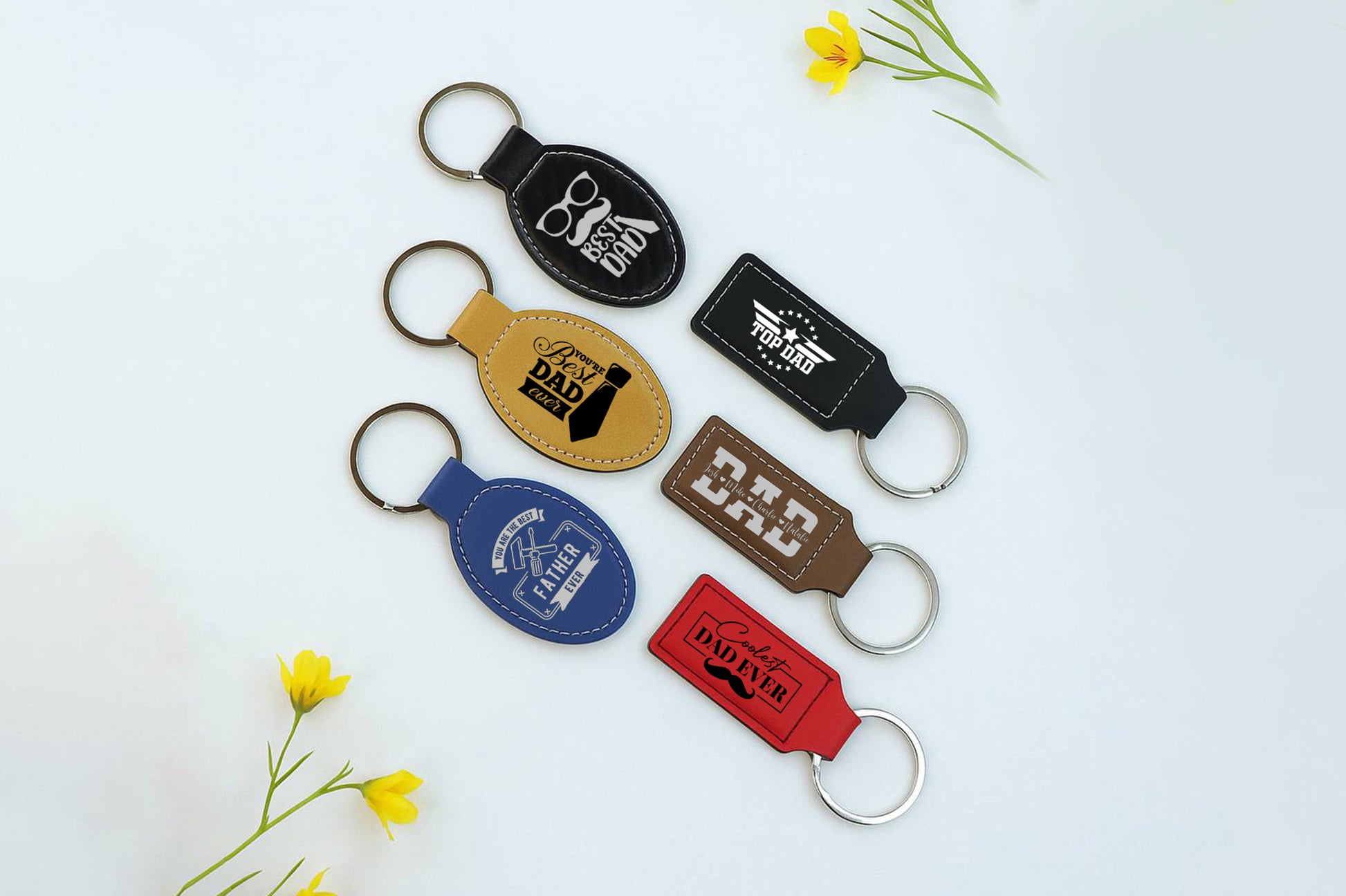 Custom Engraved Leather Keychain, Best Dad Ever Gift, Coolest Husband