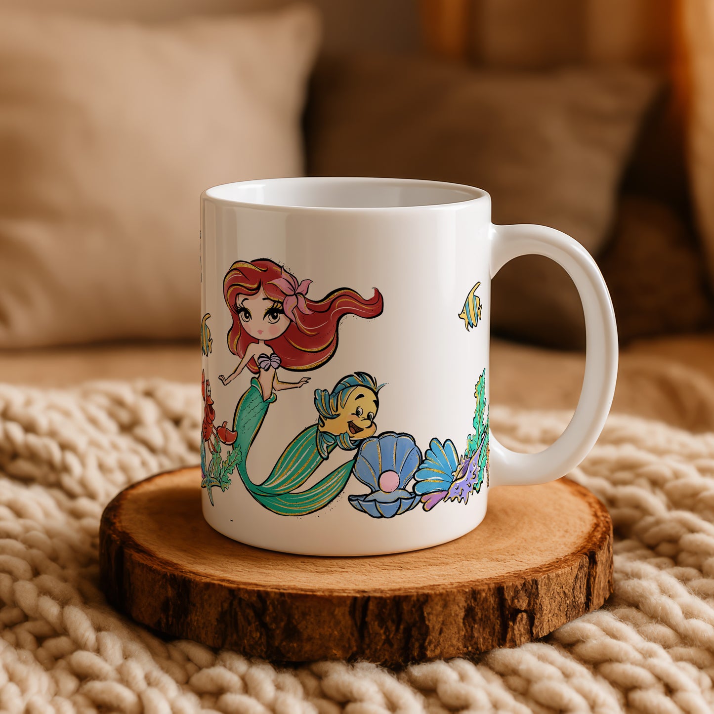Princess Ariel, Flounder, Sebastian Ceramic Mug – Disney Little Mermaid