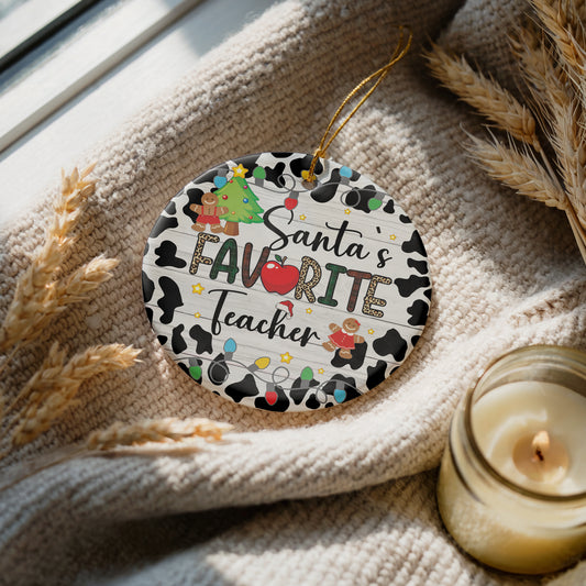 Santa's Favorite Teacher Ornament, Appreciation Gift, Class Keepsake, Christmas Bulk