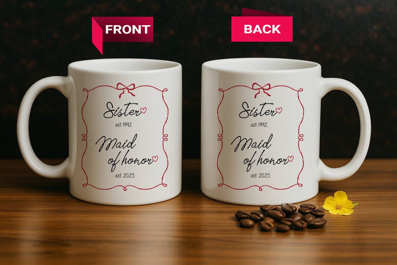 Chic Maid of Honor Proposal Mug, Customizable Wedding Keepsake Cup