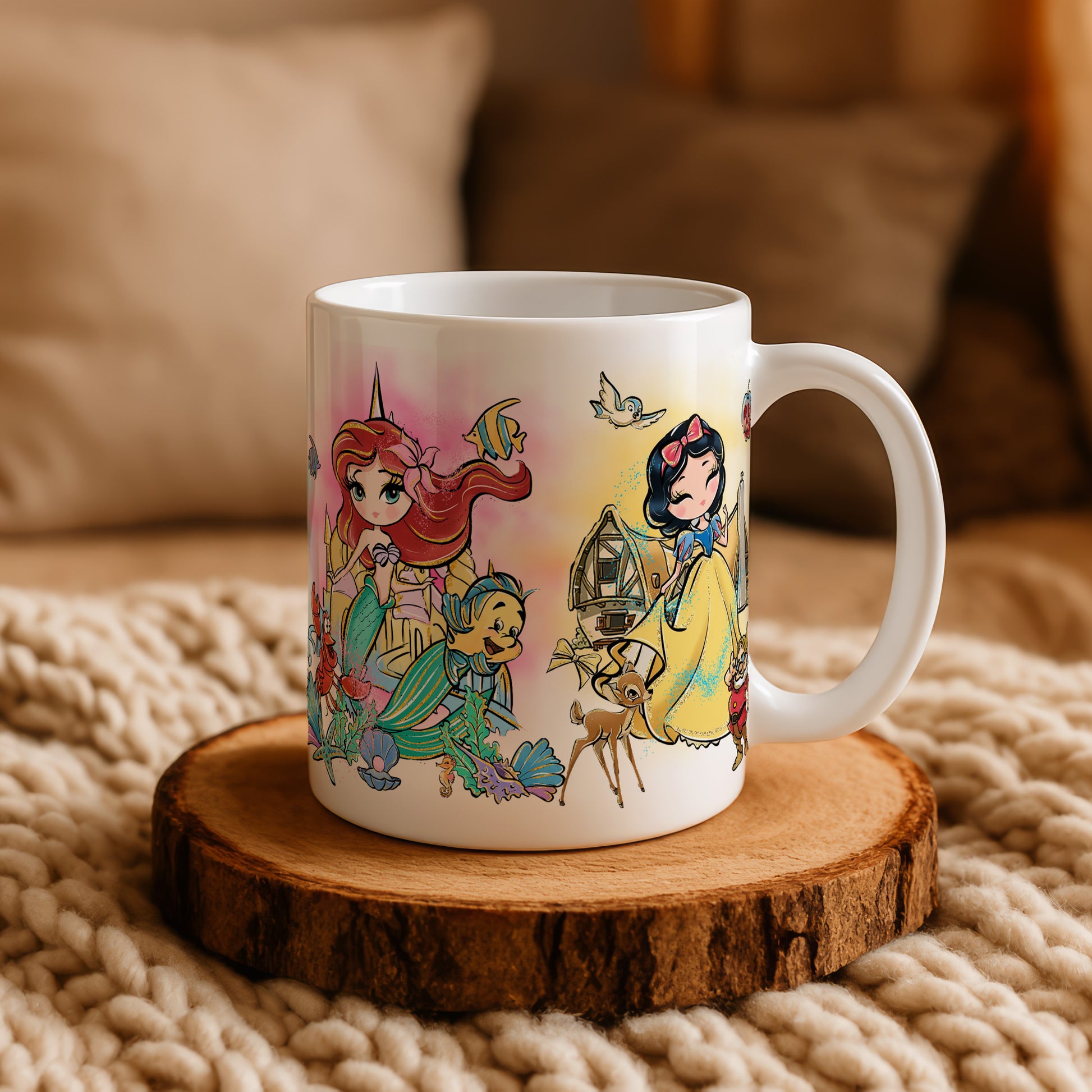 Princess & Sidekicks Coffee Cup, Fairy Tales Ceramic Mug for Girls