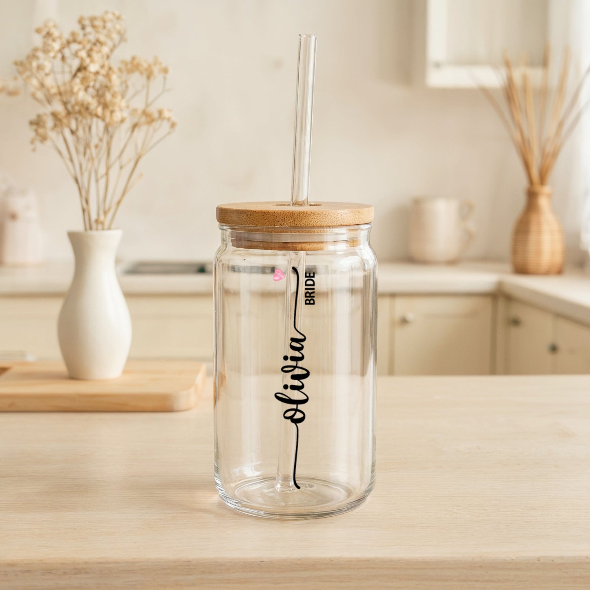 Personalized Bride & Bridesmaids Glass Tumblers, Matching Bachelorette Sipper Cups