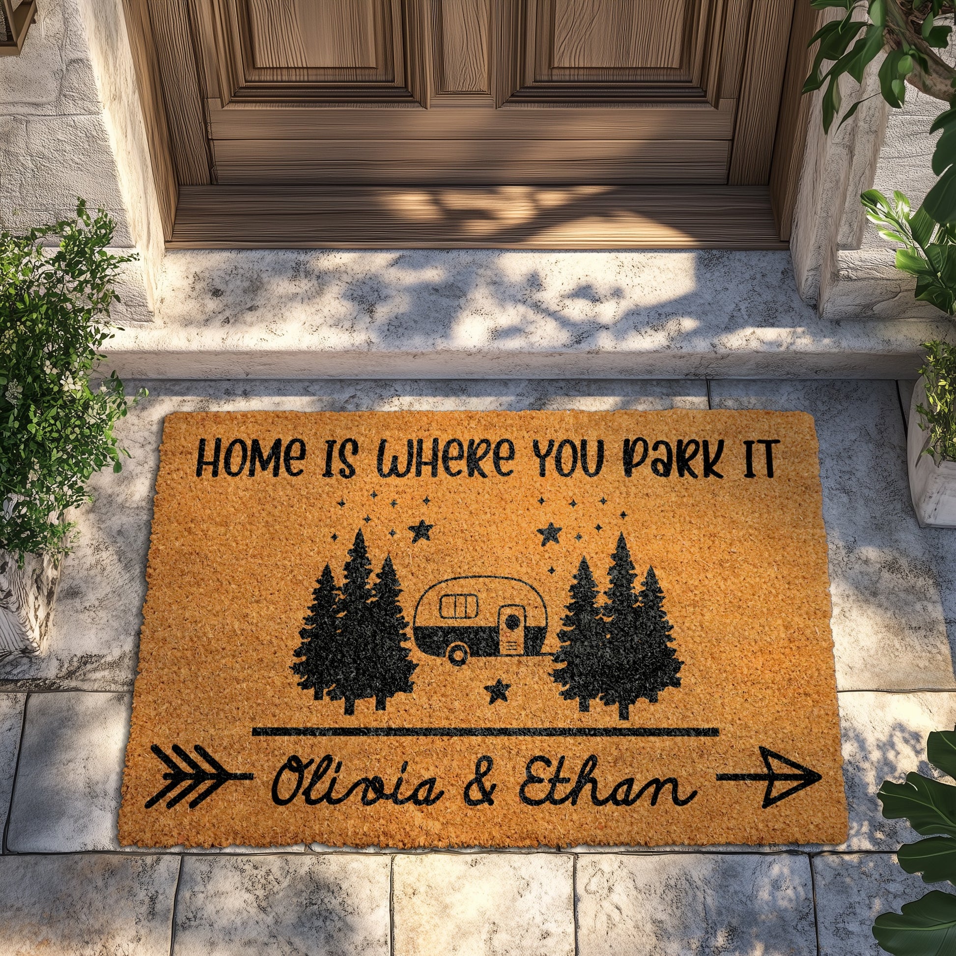 Personalized Camper Doormat, Ideal for Camping Lovers and Travelers.