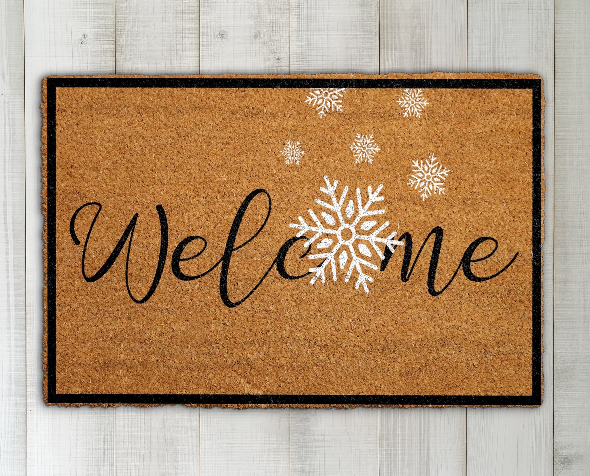 Winter Welcome: Snowflake Doormat, Festive Front Porch Rug, Housewarming Gift