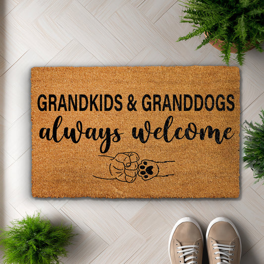 Grandkids & Granddogs Welcome Mat, Perfect Gift for Dog-Loving Grandparents