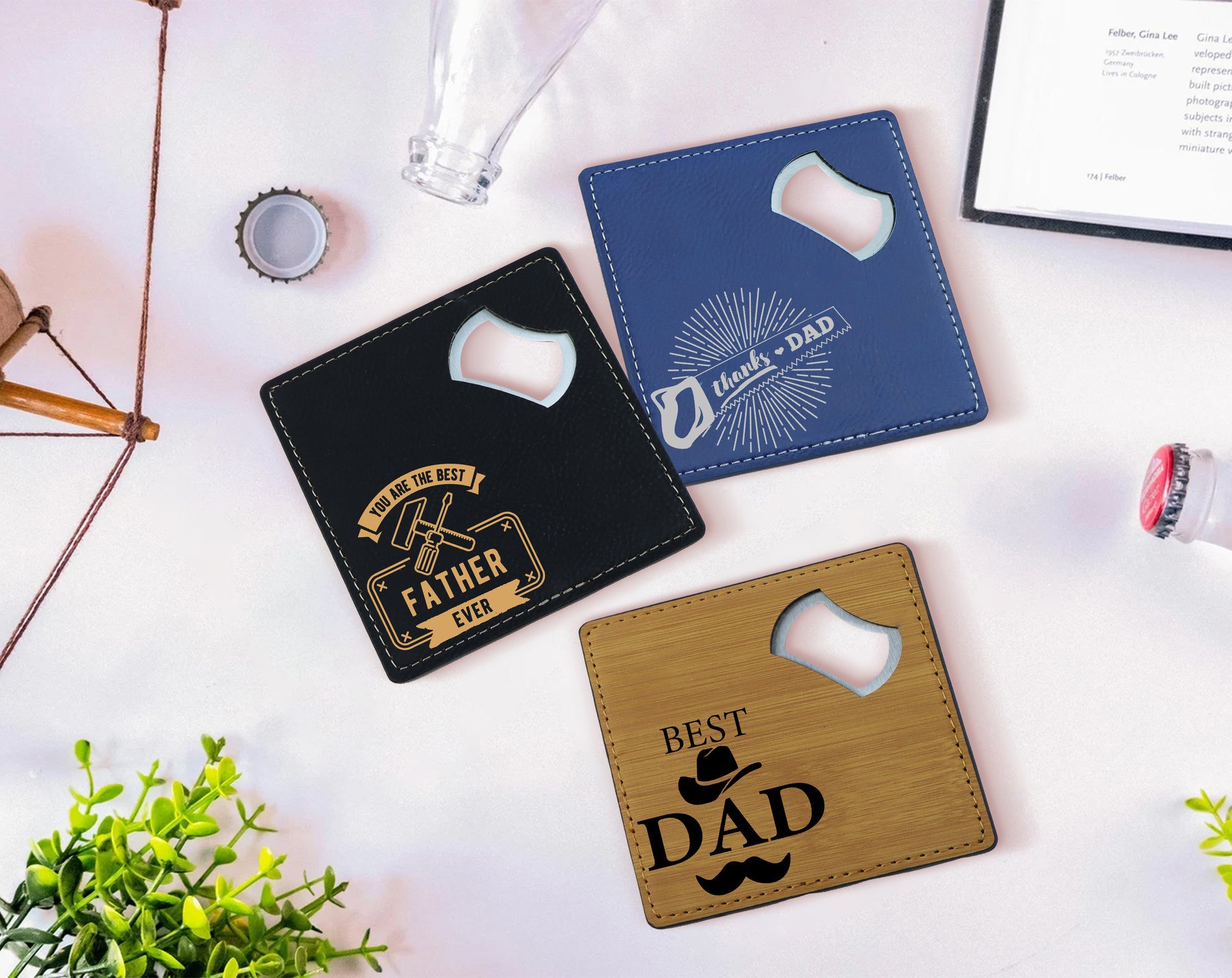 Engraved Groomsmen Gift, Custom Leather and Steel Bottle Opener