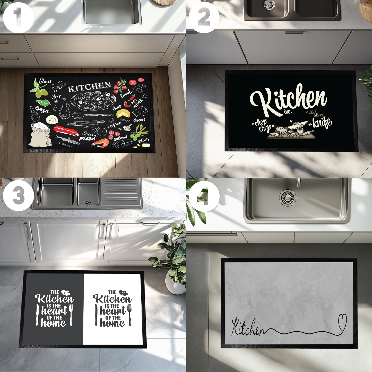 Colorful Rustic Kitchen Floor Mat, Non-Slip Anti-Fatigue Rug Design