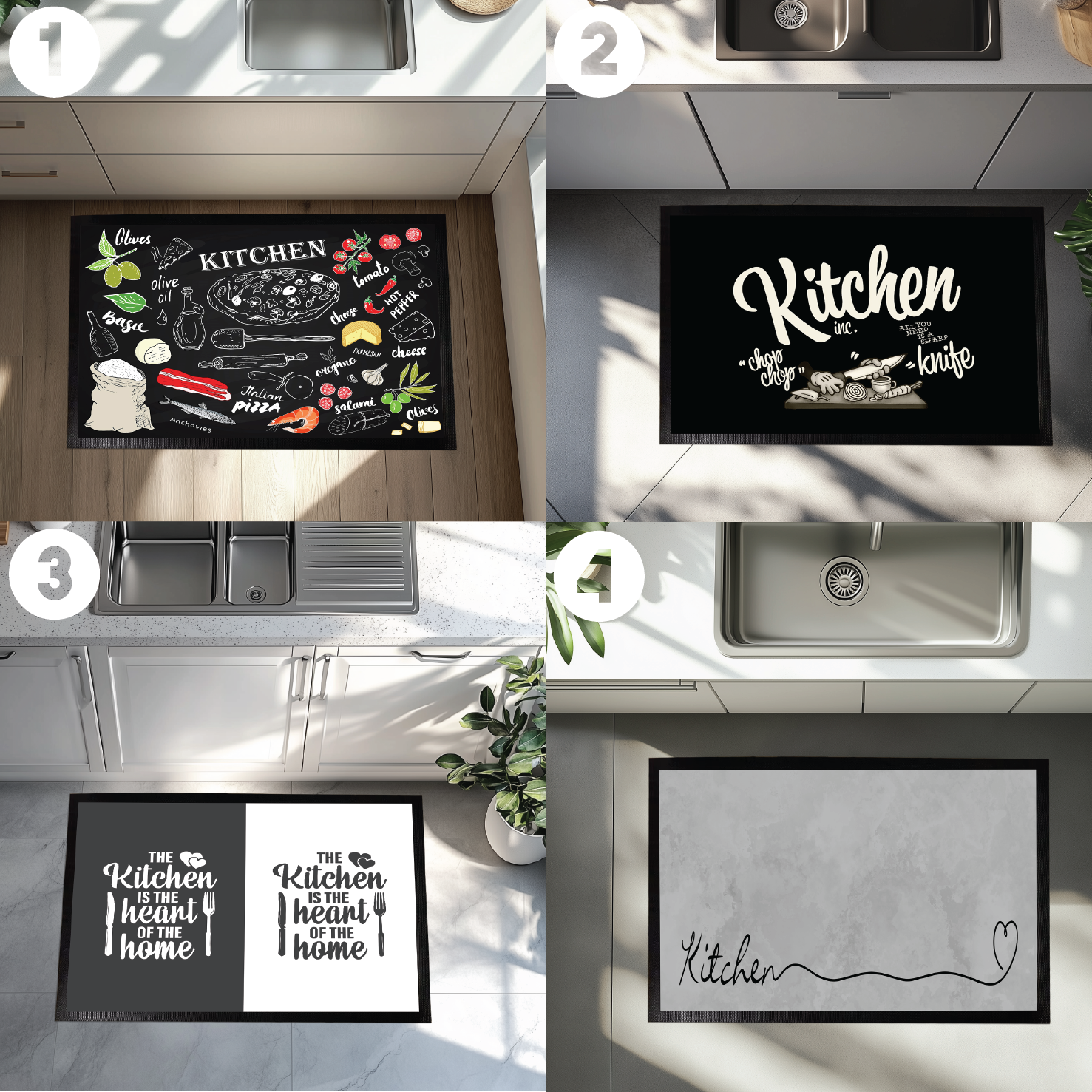 Colorful Rustic Kitchen Floor Mat, Non-Slip Anti-Fatigue Rug Design