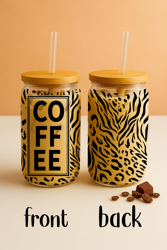 Animal Stripes Glass Can, Coffee Tumbler, Office Glassware Gift Set