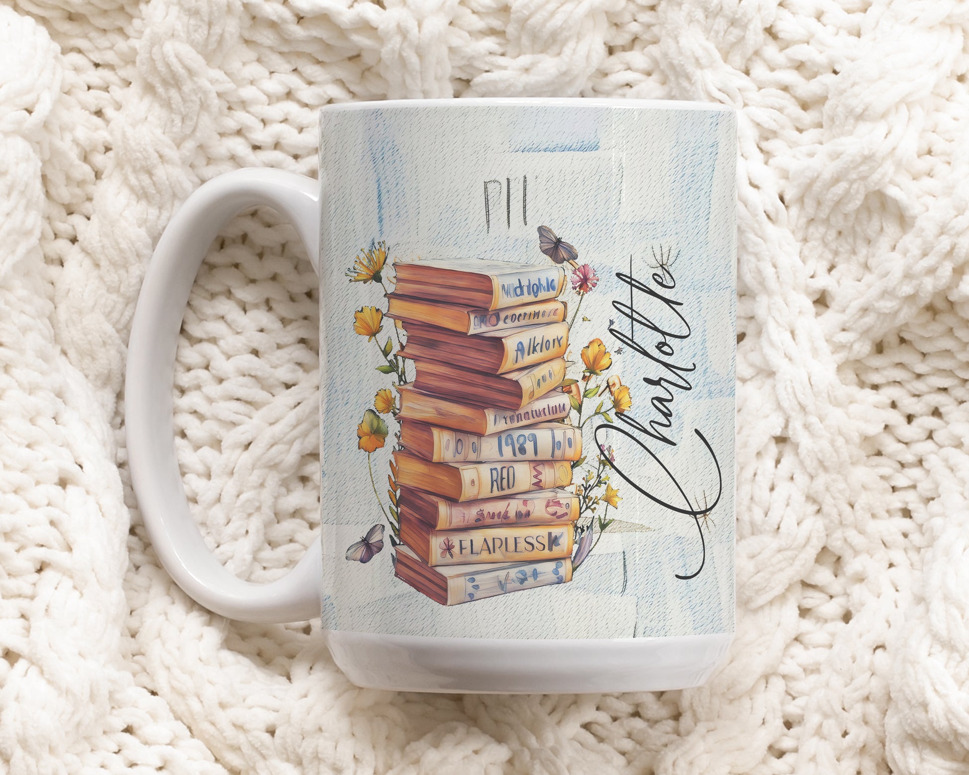 Custom Name Reader Gift, Retro Floral Mug For Bookworms