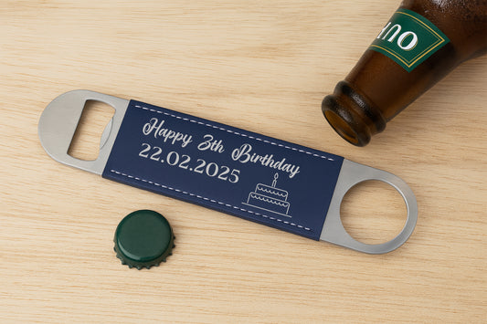 Engraved Long Bottle Opener, Custom Vegan Leather Beer Opener, Groomsmen Gift