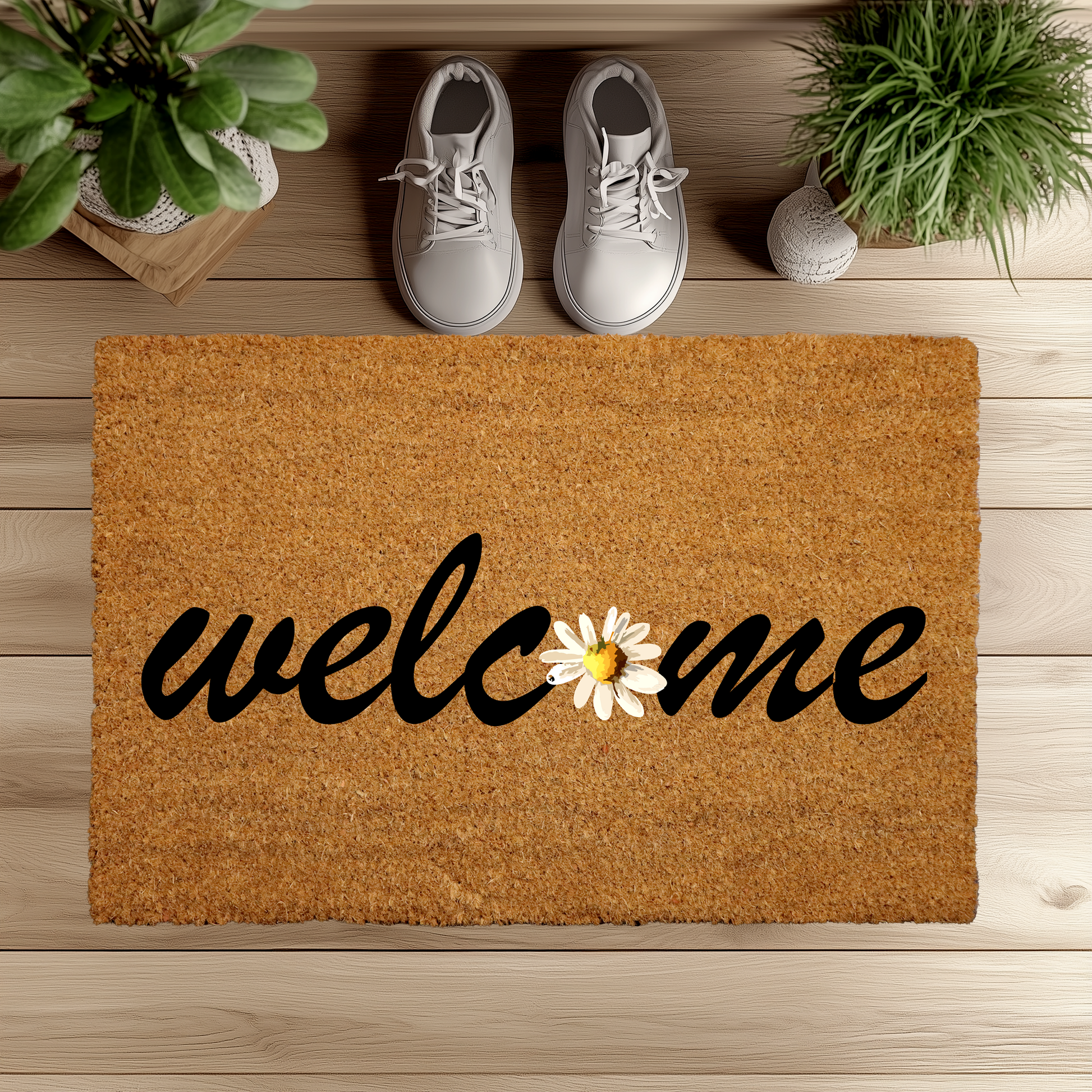 Daisy Welcome Doormat, Perfect for Your Spring Porch Decor